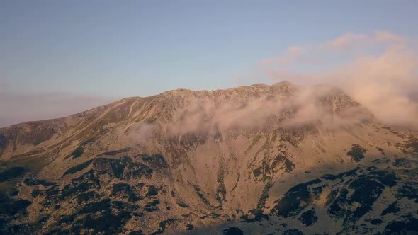 Fantastic aerial view of mountain ranges in Retezat Romania.