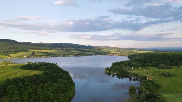 Aerial view of Teply vrch reservoir in Slovakia