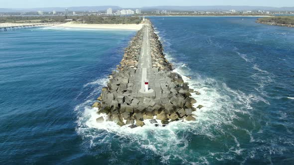 A feat of man made construction , the Gold Coast  Seawall , Queensland Australia in Slow Motion