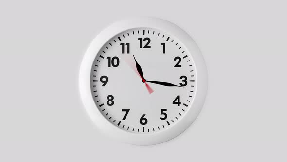 White round wall clock with animated arrows, Last hour before midnight