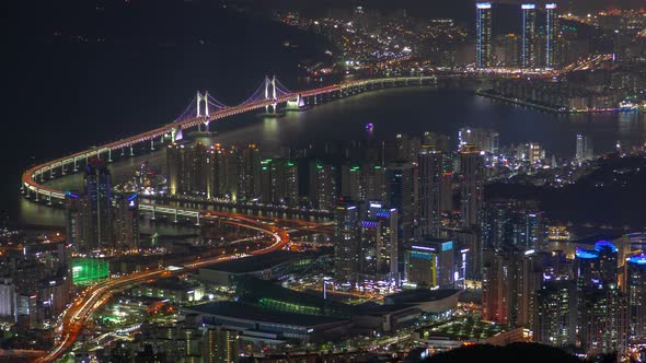 Timelapse Busan Districts Connected By Modern Bridge