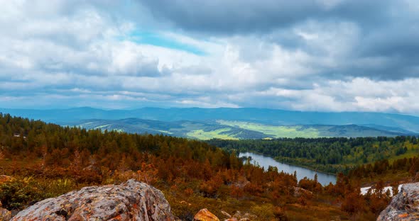 Mountain Lake Timelapse at the Summer or Autumn Time