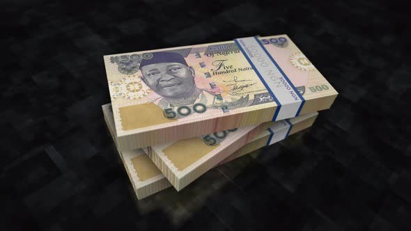 Nigerian Naira money banknote pile packs