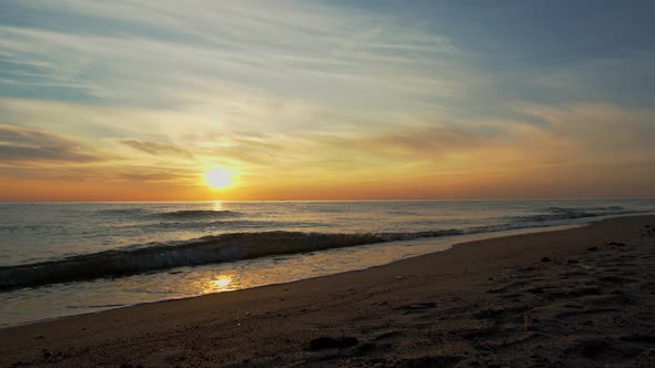 Amazing Orange Sunset Over The Sea