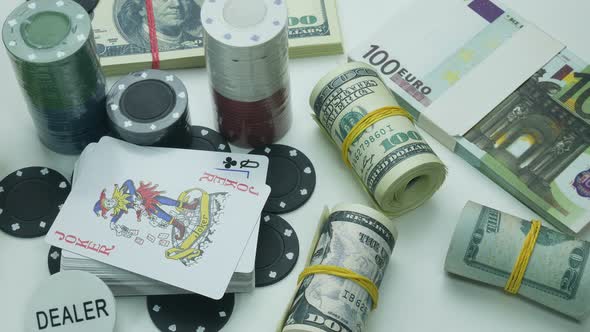 Playing Set For Poker And Money