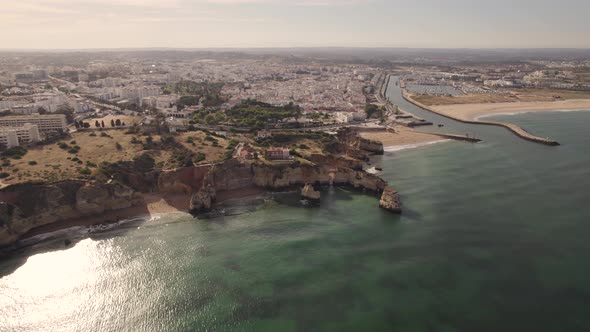 Luxury real estate, detached house on top of cliff overlook ocean, Lagos, Algarve