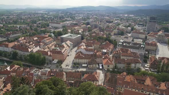 Red Roofs of Ancient European City, Historical Sightseeing Tour, Aerial Panorama