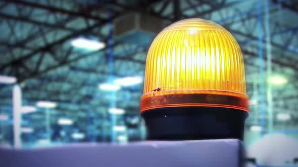 Yellow Safety Light in a Factory.