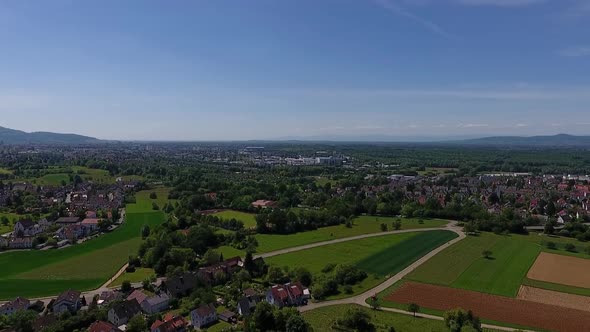 View of Freiburg, Germany on a sunny day from Gundelfingen