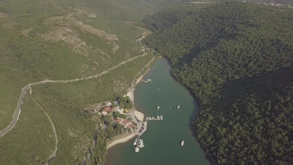 Mediterranean Fjord Between Green Hills Flat Color