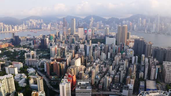 Aerial view of Hong Kong city