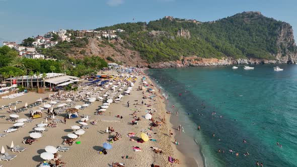 Cleopatra Beach Turkey Alanya 4 K Aerial View