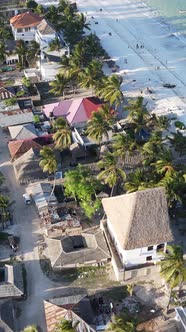 Zanzibar Tanzania  Aerial View of Houses Near the Coast Vertical Video