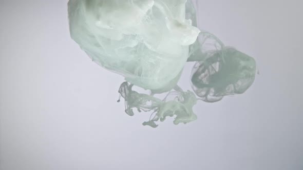 White Nacreous Paint in Water Against White Background. alt