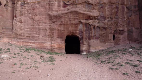 Ancient Temple Facade Carved Out Of The Sandstone In Ancient City Of Petra