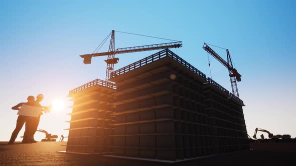 Construction Worker Looking At Blueprints alt