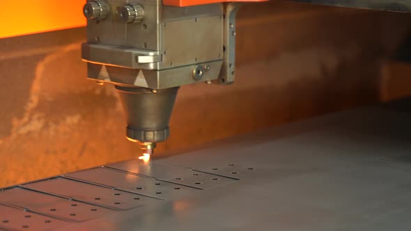 Laser cut, industry. CNC laser cutting machine.