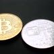 Golden and Silver Bitcoin Coins on Black - VideoHive Item for Sale