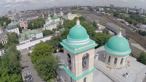 Aerial View of Moscow Cityscape with Church in Foreground