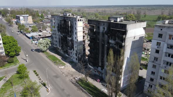 Destroyed Residential Building in Borodyanka Kyiv Region Ukraine