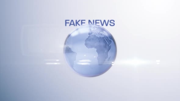 Animation of words Fake News written with globe in background