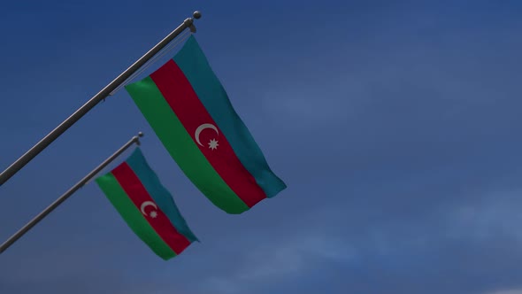 Azerbaijan Flags In The Blue Sky - 2K