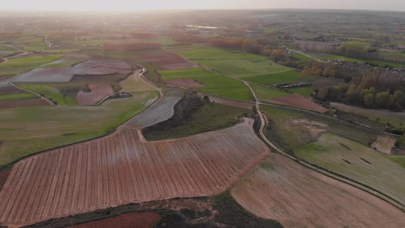 Aerial view of green plantations