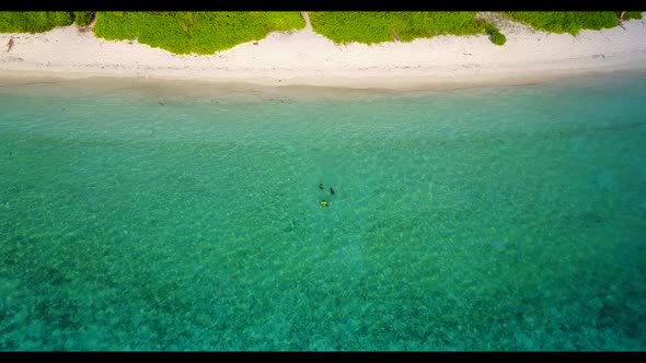 Aerial drone view panorama of tropical seashore beach vacation by blue water and white sand backgrou