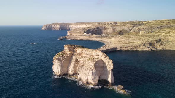 Aerial View of Fungus Rock in Dwejra Bay Gozo