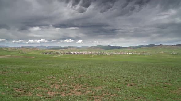 Colorful Roofed Houses in a Classic Traditional City in Mongolia