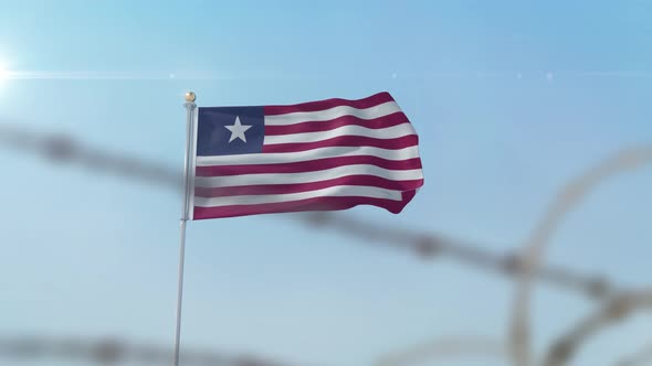 Liberia Flag Behind Border