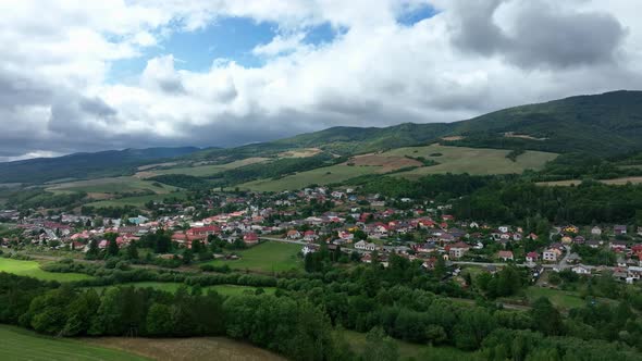 Aerial view of the village of Helcmanovce in Slovakia