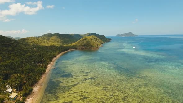 Tropical Beach with and Turquoise Sea