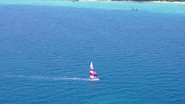 Aerial view sky of resort beach trip by clear ocean and sand background