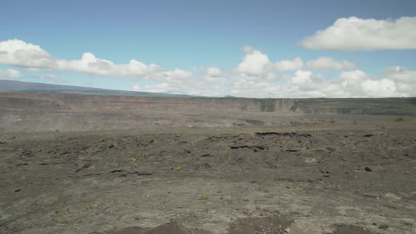 Close panning view of new volcano crater showing how large it is now