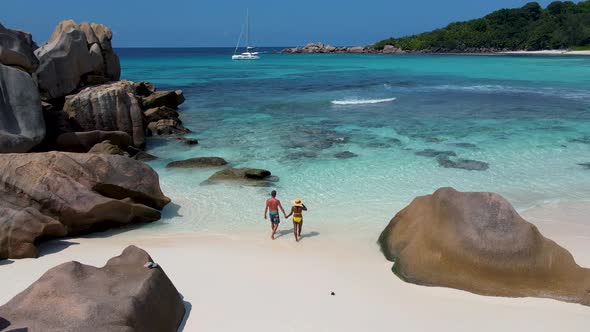 Anse Cocos Beach La Digue Island Seyshelles Drone Aerial View of La Digue Seychelles Bird Eye View