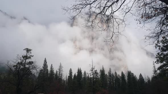 Foggy Mountain Cliffs or Steep Rocks Misty Autumn California Crags or Bluffs