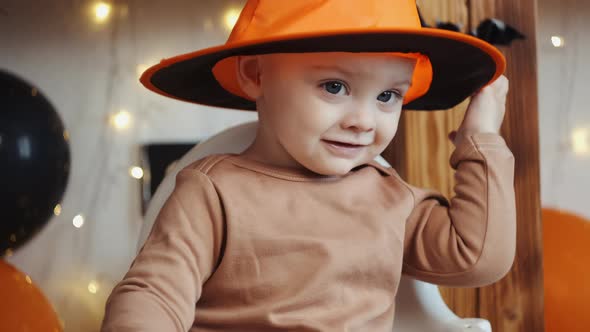 Portrait of Cute Baby Boy Celebrating Halloween