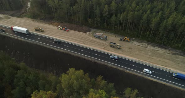 Road Construction Site Building a New Highway Aerial View