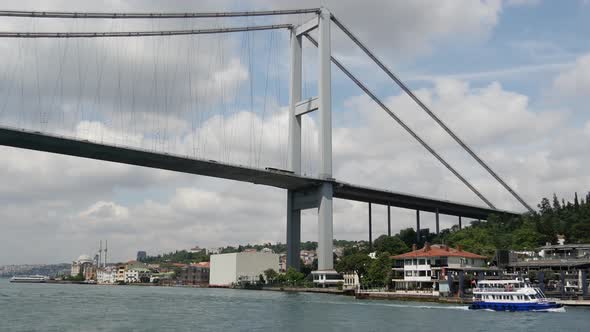 Bosphorus Bridge from a ferry in Istanbul 