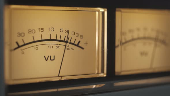 Audio Signal Levels Monitoring Audio Console on Classic Sound Amplifier