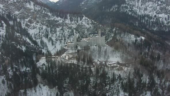 Neuschwanstein Castle in Winter Day. Bavarian Alps, Germany