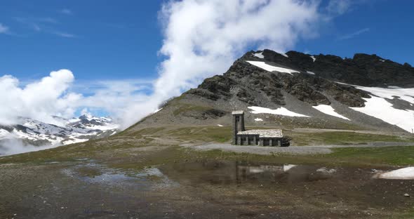 Chapel on the top of Iseran Pass, Savoie department, France.