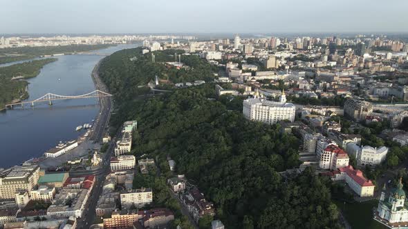 Aerial View of Kyiv, Ukraine. Slow Motion