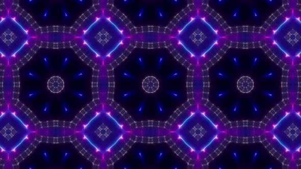 Blinking Lights Neon Kaleidoscope Background Loop 4K 08