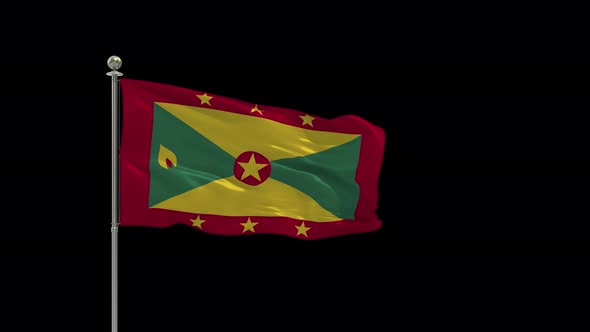 Grenada Looping Of The Waving Flag Pole With Alpha alt
