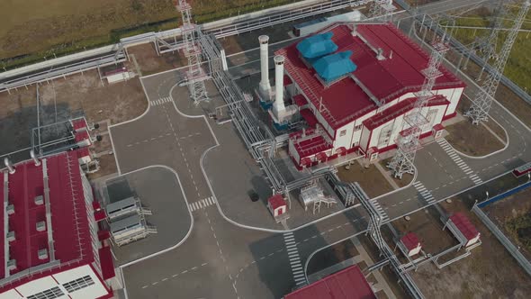 Aerial View, Power Plant, Close Distance, Renewable Energy.gas Turbine Power Plant