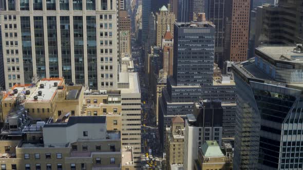 Slow Tilt Up Aerial of Midtown Manhattan Skyscrapers