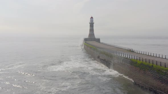 Roker Pier and Lighthouse in Sunderland at the Mouth of the Harbour