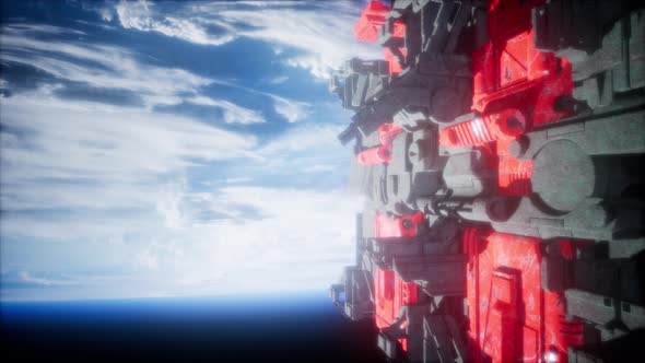 Spaceship with View on Space and Planet Earth alt